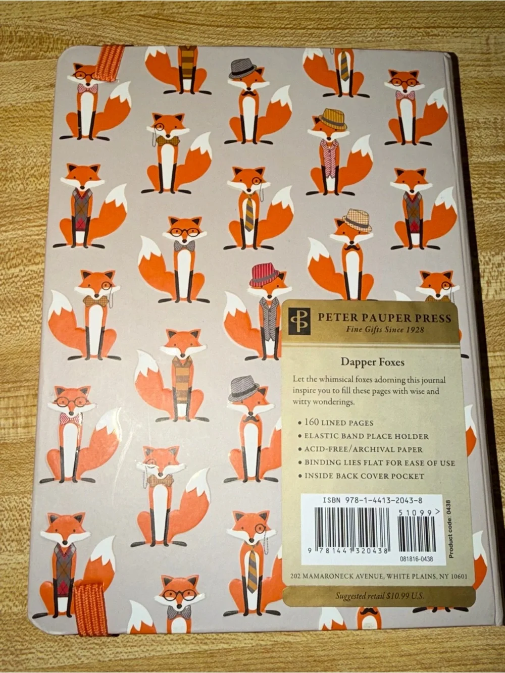 Fox Pattern hard cover Journal Peter pauper press notebook 8x6